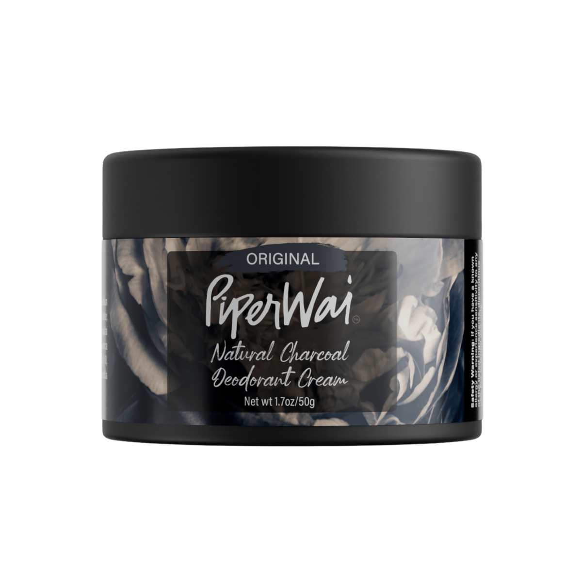 PiperWai natural charcoal deodorant cream jar on a white background