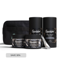 PiperWai deodorant and cream set with black pouch and metal cosmetic scoop on a white background