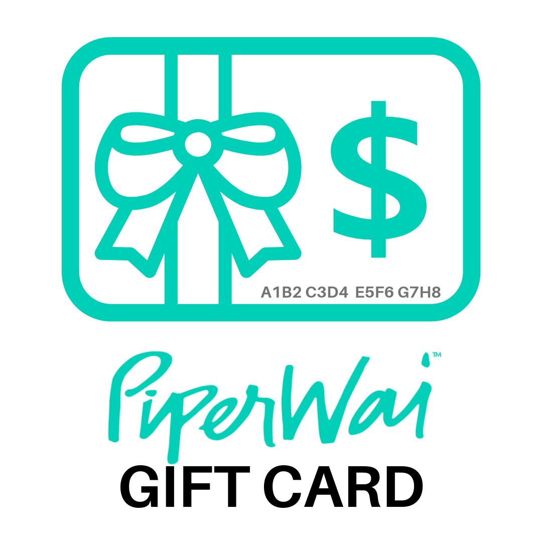 Rendering of a PiperWai giftcard against a white background. 